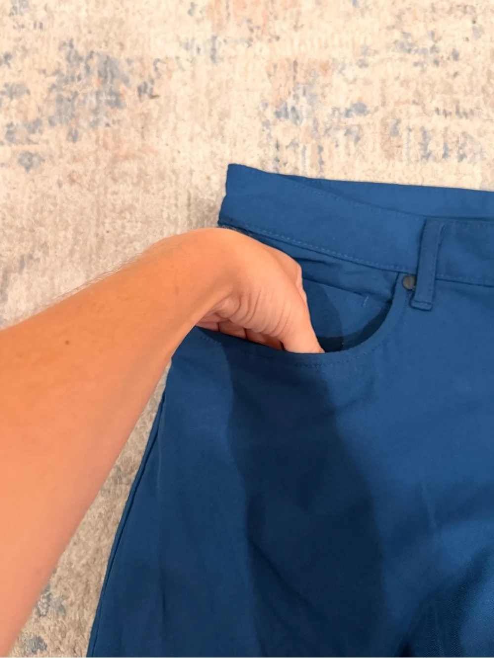 Mens Hudson & Borrow Slacks in Dark Teal Blue